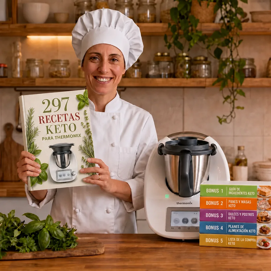 Chef con el recetario de 297 recetas keto para Thermomix y el robot de cocina
